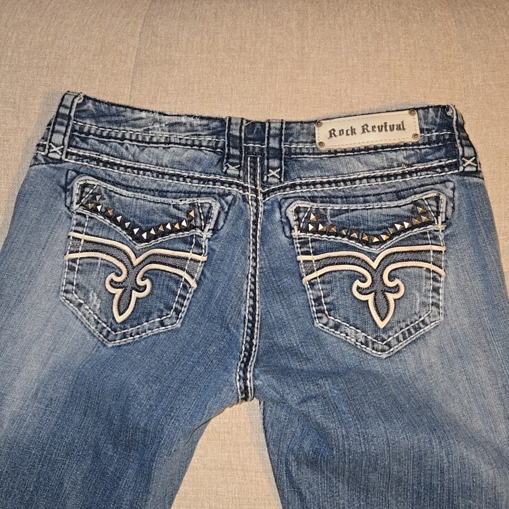 Rock Revival Distressed Blue Boot Cut Jeans